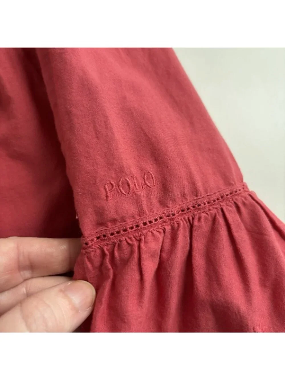 Ralph Lauren POLO Baby Girl Ruffled Eyelet Dress 12 Month
